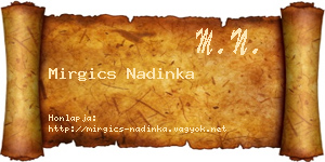 Mirgics Nadinka névjegykártya
